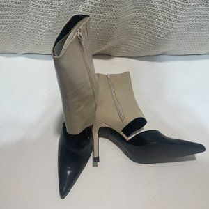 Coup D'etat BLACK&BEIGE LEATHER PUMP SEXY CUTOUT BOOTIE
